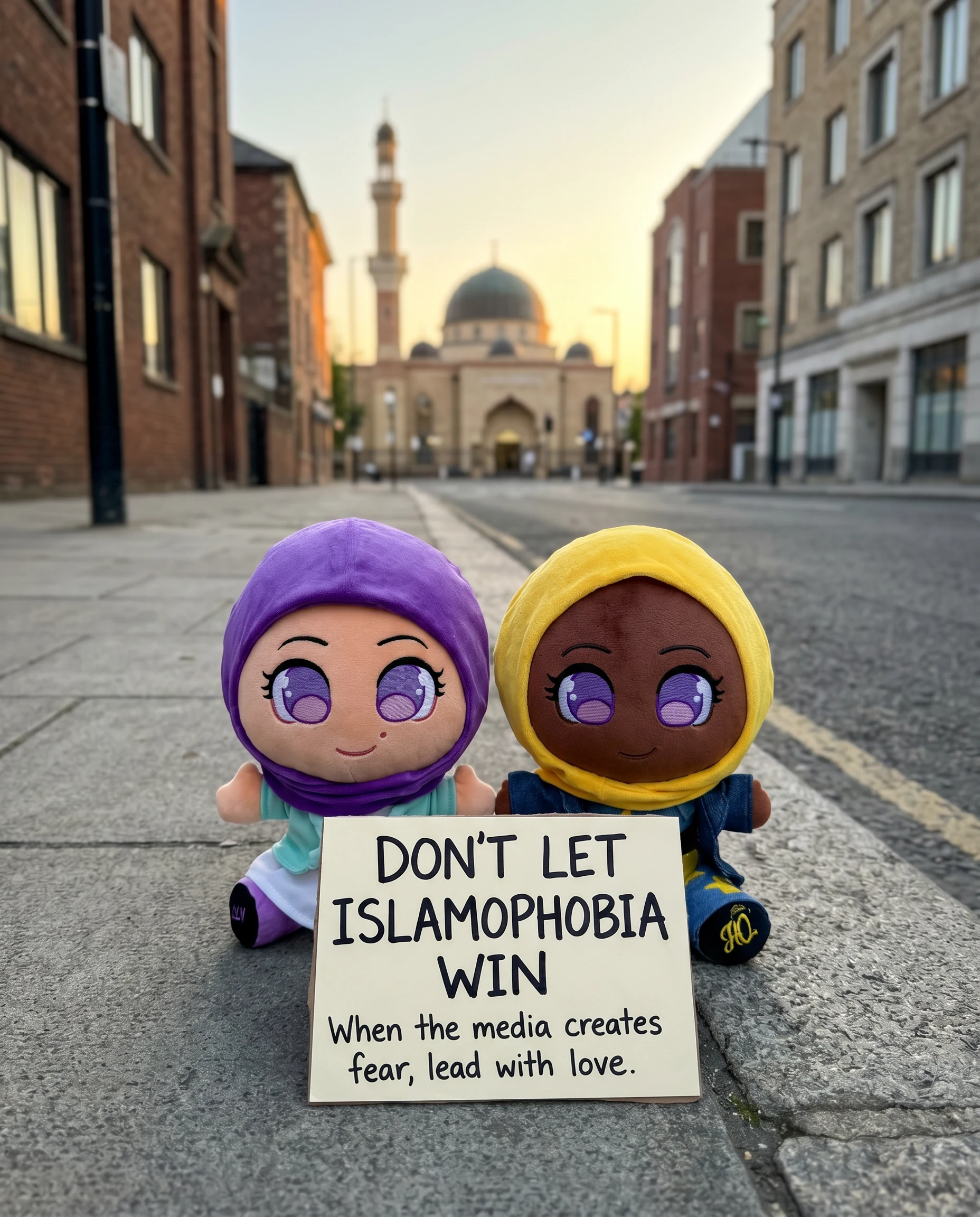 Mina and Luna standing together against Islamophobia